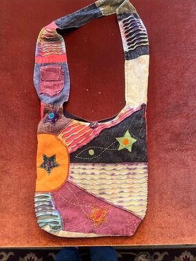Multicolor Embroidered Sun & Stars Crossbody Bag